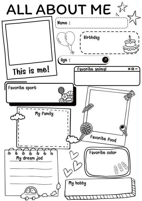 Help your child share their unique personality with our "All About Me" worksheet! Perfect for the first day of school, classroom activities, or fun at home, this printable worksheet includes sections for: Name Birthday Age Favorite animal Favorite sport Family members Favorite food Favorite color Dream job Hobbies How It Works: 1.Purchase the listing. 2.Download the PDF file. 3.Print at home or at a local print shop. 4.Let your child fill it out and enjoy sharing with friends and family! Features: 1.High-resolution PDF file. 2.Easy to print and use. 3.Great for teachers, parents, and kids. Preschool Center Labels, Thanksgiving Worksheets Preschool, All About Me Template, Fall Preschool Worksheets, Preschool Rules, All About Me Preschool Theme, Me Template, About Me Poster, Me Preschool Theme