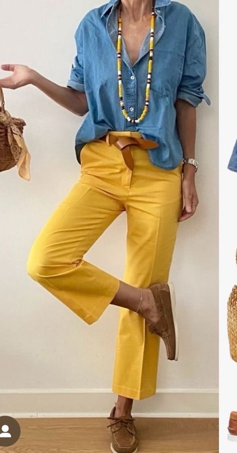 Mustard Pants Outfit, Yellow Pants Outfit, Stylish Outfits For Women Over 50, Yellow Pants, Mode Casual, Classy Fashion, Casual Chic Outfit, Fashion Mistakes, Casual Work Outfits