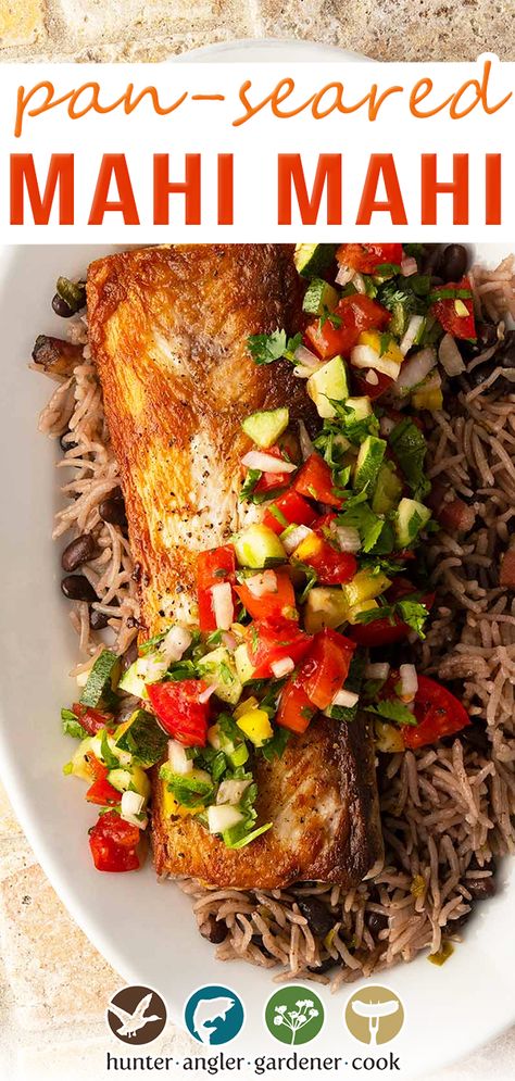 Maui Maui Fish Recipes, Christmas Main Course Recipes, Cooking Mahi Mahi, Baked Mahi Mahi, Mahi Mahi Recipe, Caribbean Rice, Simple Salsa, Fish Batter Recipe, Mahi Mahi Recipes