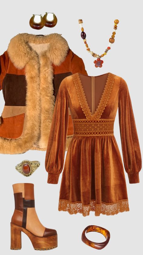 Hippie boho outfit #outfitinspo #vintage #hippie #boho Christmas Boho Outfits, Winter Hippie Outfits Boho, Boho Christmas Outfit, 1970 Clothing, Boho 2024, 1970 Outfits, Hippie Boho Outfits, Boho Hippie Outfits, 70s Fashion Hippie