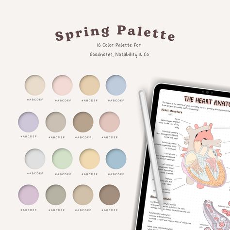 ✅⬆️CLICK THE LINK!!⬆️Get your FREE Spring Color Palette! Includes 100+ digital planner color swatches for GoodNotes, Notability, Procreate, & more! . #Digital_Notes_Color_Palette #Goodnotes_Pallets #Ipad_Esthetics #Goodnotes_Planner_Ideas Note Design Layout, Digital Notes Color Palette, Good Notes Palette, Good Notes Pen Colors, Goodnotes Colour Palette, Notability Color Palette, Goodnotes Color Code, Goodnotes Palette, Notes Color Palette