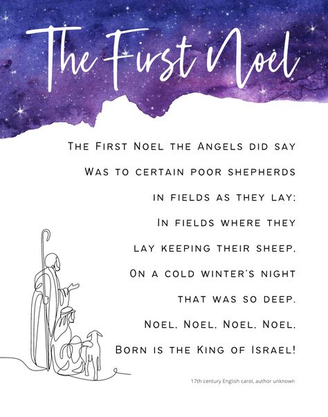 Wall art with lyrics excerpts from popular Christmas carol "The First Noel" with line drawing of shepherds & sheep. Check here for similar items - https://www.etsy.com/sg-en/shop/VeritasDesignStudio?section_id=40261375 Christmas Carols Lyrics, Lyrics Wall Art, Christmas Program, Christmas Carols, Music Memories, Angel Pictures, Noel Christmas, Wall Art Printable, Christmas Joy