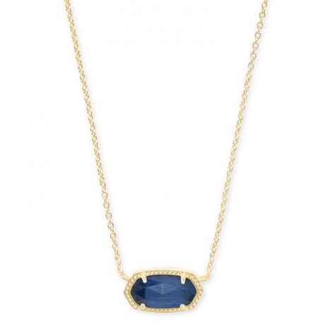 Kendra Scott Jewelry Necklaces, Navy Kendra Scott Necklace, Kendra Scott Necklace Blue, Blue And Gold Jewelry, Necklaces Kendra Scott, Elisa Gold Pendant Necklace, Navy Blue Jewelry, Kendra Scott Necklace Elisa, Bday List