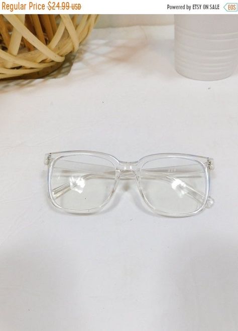 50% OFF SUMMER SALE Vintage Clear Big Square Shape Transparent Large Plastic Classic Standard Fashion Sunglasses Frame Lens Costume Glasses by WearingMeOutVtg on Etsy Big Glasses Frames, Costume Glasses, Classy Glasses, Fancy Glasses, Big Glasses, Square Glasses Frames, Sunglasses Frame, Eye Wear, Square Glasses