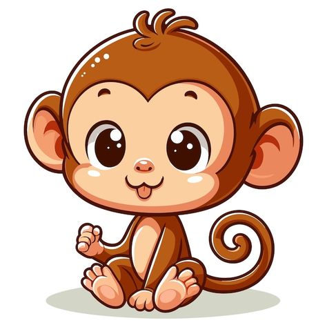 Cute Monkey Drawing Art, Kawaii Monkey Drawing, Cartoon Monkey Tattoo, Cute Animal Images Cartoon, Monkey Cute Drawing, Cute Monkey Drawing, Cute Monkey Cartoon, Drawing Monkey, Kawaii Monkey