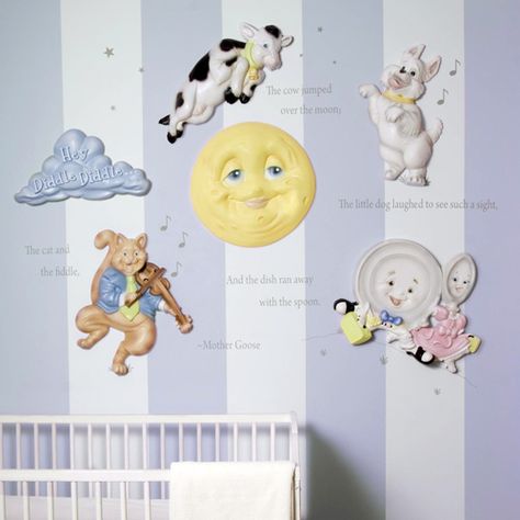 3d Wall Art Decor, Mother Goose Nursery Rhymes, Moon Stars Nursery, Toddler Bedroom Decor, Mother Goose Nursery, Nursery Rhyme Theme, Goose Nursery, Nursery Deco, Stars Nursery Decor