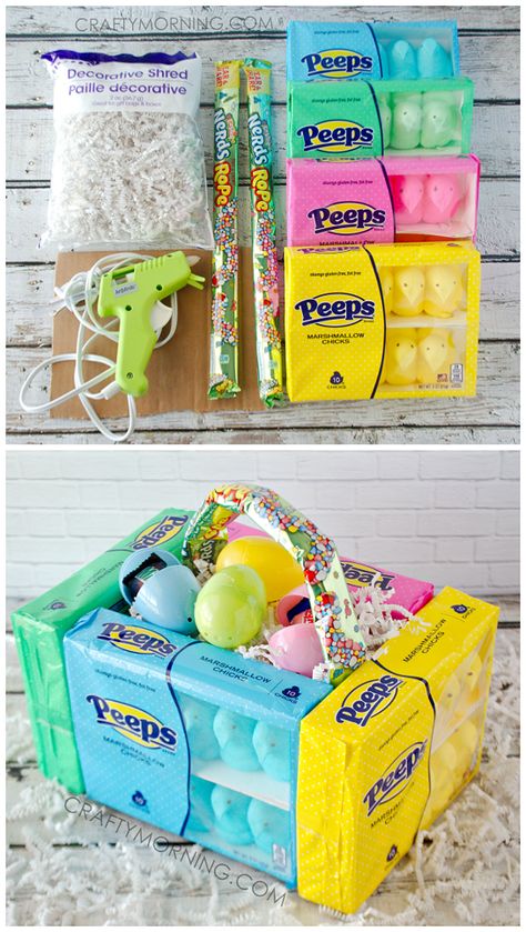 Easter Things For Kids, Peeps Easter Basket, Diy Easter Gifts For Kids, Diy Easter Baskets For Kids, Cute Easter Basket Ideas, Diy Easter Basket Ideas, Peeps Marshmallow, Homemade Easter Baskets, Diy Easter Basket