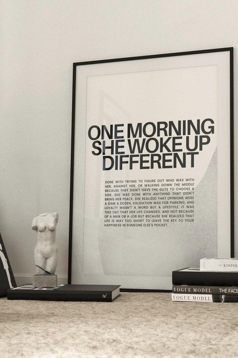 She Woke Up Different, Strong Woman Quote, Feminist Wall Art, Women Quote, Divorce Related Advice, Divorce Gift, Woman Empowerment, Woman Line Art, Motivational Decor