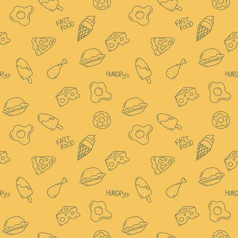 Cute food pattern design on yellow backg... | Free Vector #Freepik #freevector #background Food Background Design Graphics, Food Pattern Wallpaper, Ghana Food, Food Background, Food Pattern, Food Banner, Food Patterns, Food Graphic Design, Food Backgrounds