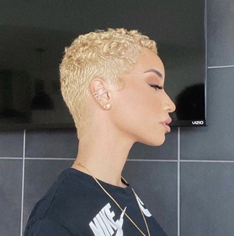 Big Chop Curly Hair, Raven Elyse, Fade Haircut Women, Finger Waves Short Hair, Natural Hair Haircuts, Short Natural Haircuts, Cabello Afro Natural, Shaved Hair Cuts, Short Shaved Hairstyles