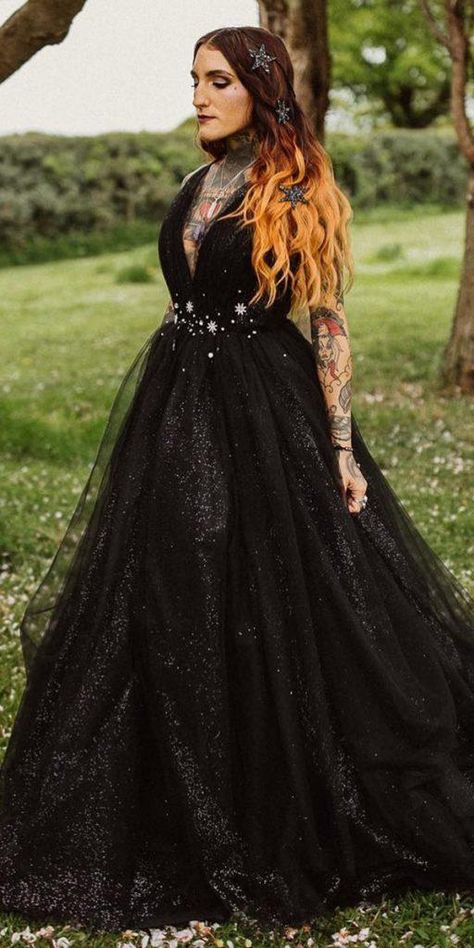 Dark Romance: 24 Gothic Wedding Dresses ★ #bridalgown #weddingdress Emo Wedding Ideas, Goth Bridesmaid Dresses, Gothic Bridesmaid Dresses, Grunge Wedding Dress, Plus Size Black Wedding Dress, Black Wedding Dresses Gothic, Goth Wedding Ideas, Black Plus Size Wedding Dress, Romantic Goth Wedding