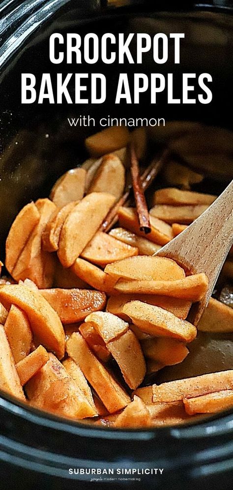 Crockpot Baked Apples, Crockpot Apples, Cinnamon Recipe, Baked Apple Dessert, Baked Apple Recipes, Slow Cooker Baking, Slow Cooker Apples, Dessert Healthy, Crock Pot Desserts