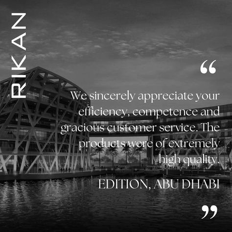 Delighted to have the Edition Hotel, Abu Dhabi as one of our clients. Hear more about what our clients have to say on our website. www.rikan.us/testimonials The Edition Hotel, Edition Hotel, Appreciate You, Abu Dhabi, Hotel, Quick Saves