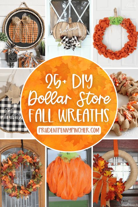 Dollar Store Fall Wreaths, Cheap Craft Ideas, Prudent Penny Pincher, Diy Fall Wreaths, Fall Diys, Outdoor Fall Decor Ideas, Diy Fall Decor Ideas, Fall Leaf Wreaths, Fall Centerpieces