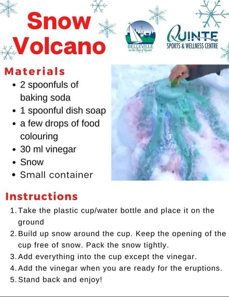 Snow Volcano, March Break, Winter Activities Preschool, Christmas Science, Snow Activities, Winter Activities For Kids, Snow Much Fun, Science Activities For Kids, Cool Science Experiments