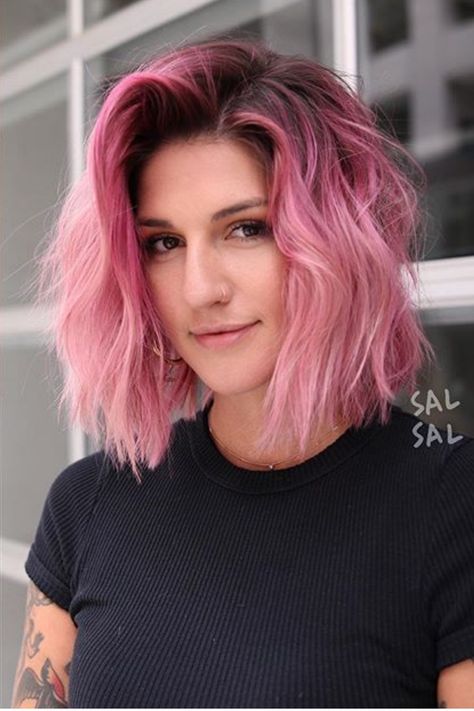 Tap to visit our site and discover stylish looks with pastel pink hair colors! Photo credit: Instagram @salsalhair #pastelpinkhair #pinkhairstyles Brown Hair With Pink Tips Short Hair, Pink Hair With Natural Roots, Pink Hair Looks Outfit, All Over Pink Hair, Light Pink Hair Ombre, Pink Hair For Fall, Short Pink Highlighted Hair, Light Pink Hair Dark Roots, How To Style Pink Hair