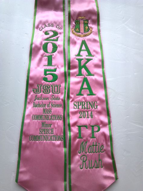 Aka Graduation Stole, Sorority Graduation Caps, Graduation Psychology, Graduate Cap, Aka Sorority Gifts, Graduation Stoles, Greek Paraphernalia, College Graduation Cap Decoration, Graduation Party Ideas