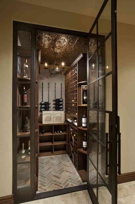 Custom Wine Room, Wine Rooms, Iron Door Design, Home Wine Cellars, Wine Cellar Design, Cellar Design, Entrance Door Design, Wrought Iron Doors, Entrance Door