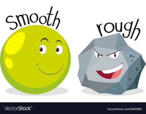 Opposite adjectives smooth and rough Royalty Free Vector Opposite Words For Kids, Opposites For Kids, Opposites Preschool, Opposite Words, Alphabet Activities Preschool, English Lessons For Kids, English Activities, English Language Learning, Language Teaching