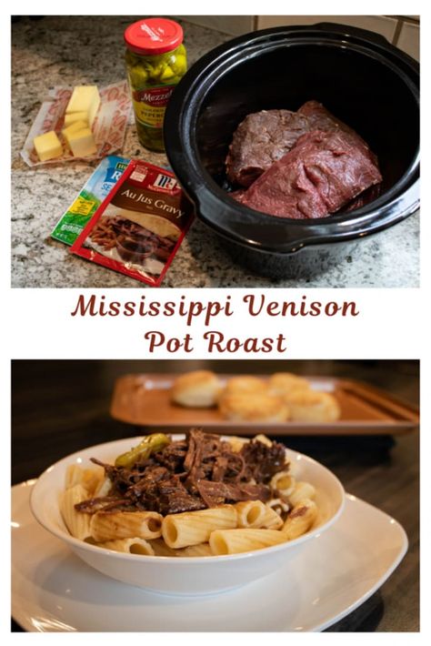 Deer Roast Crockpot, Venison Roast Crockpot, Venison Pot Roast, Roast Venison Recipes, Venison Recipes Crockpot, Slow Cooker Venison, Backstrap Recipes, Mississippi Roast Recipe, Elk Recipes