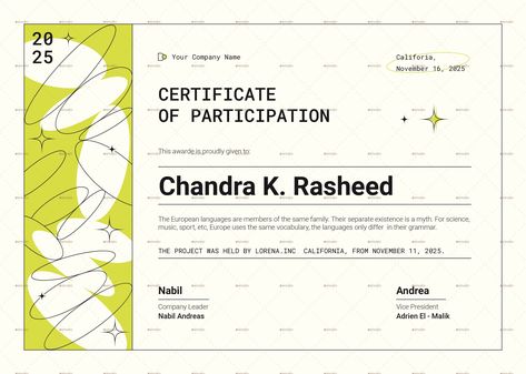 Creative Minimal Certificate Graphic Design Certificate, Creative Certificate Design, Creative Certificate, Certificate Ideas, Certificate Of Appreciation, European Languages, Certificate Of Completion, Certificate Design, Design Typography