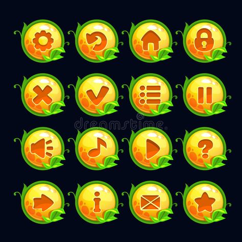 Ocean Games, Games App, Ui Buttons, Button Game, Silhouette People, Game Interface, Game Ui Design, Mobile Art, Game Illustration