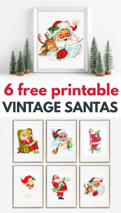 Free Christmas Printables: Vintage Santa Illustrations Christmas Prints Free, Free Christmas Printables Vintage, Christmas Pictures Free, Christmas Pictures Vintage, Christmas Craft Ideas, Japan Illustration, Free Printable Wall Art, Vintage Christmas Images, Free Christmas Printables