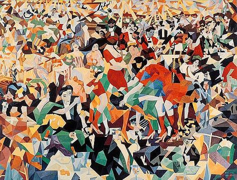 The Dance of the Pan-Pan at the Monico, Gino Severini. The painting was destroyed during WW II but Severini recreated it in 1959. Futurism Movement, Gino Severini, Italian Futurism, Umberto Boccioni, Win Art, Eye Movement, Principles Of Design, Italian Painters, Art Inspiration Painting