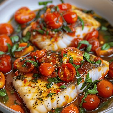 Mediterranean Pan Seared Cod, Mediterranean Cod With Tomato Basil Sauce, Cod Basil Recipes, Delicious Cod Recipes, Pan Seared Mediterranean Cod In Tomato Basil Sauce, Fish And Feta Recipes, Tomato Basil Cod, Marry Me Fish Recipe, Fish And Tomatoes