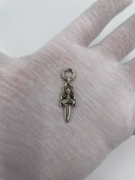 Chrome Hearts Pendant, Heart Dagger Tattoo, Chrome Hearts Earring, Dagger Earrings, Heart Accessories, Dagger Tattoo, Chrome Hearts, Men's Accessories, Cute Jewelry