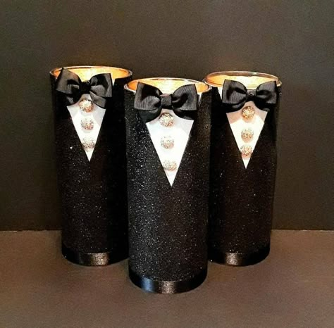 Mens Birthday Party Centerpieces, Candy Candles, Groom Gift Box, Black Centerpieces, Bachelor Party Decorations, Centerpiece Vase, Mens Birthday Party, Birthday Party Centerpieces, Birthday Centerpieces