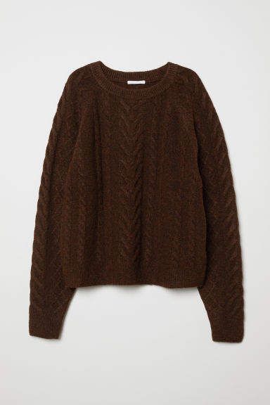 H&M - Cable-knit Sweater - Brown Dark Brown, H&m, Men Sweater, Wall, How To Wear, White