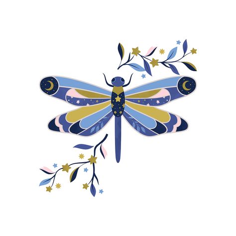 Starry Dragonfly Dragonfly Illustration, Dragonfly Art, Dragonflies Design, Temporary Tattoo Designs, Canvas Painting Diy, Art Cute, Art And Illustration, Graphic Design Posters, Cute Illustration