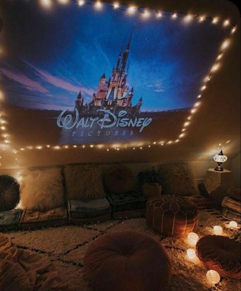 Movie night Indoor Movie Night, Projector In Bedroom, Chill Room, Fun Sleepover Ideas, Movie Projector, Mini Projectors, Attic Rooms, Outdoor Movie, Movie Room