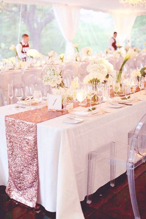 State-making Rose Gold Wedding Decorations Ideas Rose Gold Table Runner, Gold Sequin Table Runner, Rose Gold Table, Rose Gold Wedding Decor, Gold Table Runners, Rose Gold Theme, Rustic Wedding Decorations, Sequin Table Runner, Sequin Table