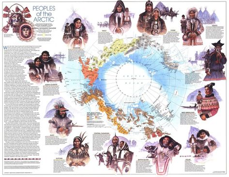 Peoples of the Arctic - Vivid Maps National Geographic Maps, National Geographic Magazine, Arctic Ocean, Arctic Circle, Wall Maps, Map Art Print, Historical Maps, Beautiful Wall Art, Map Poster