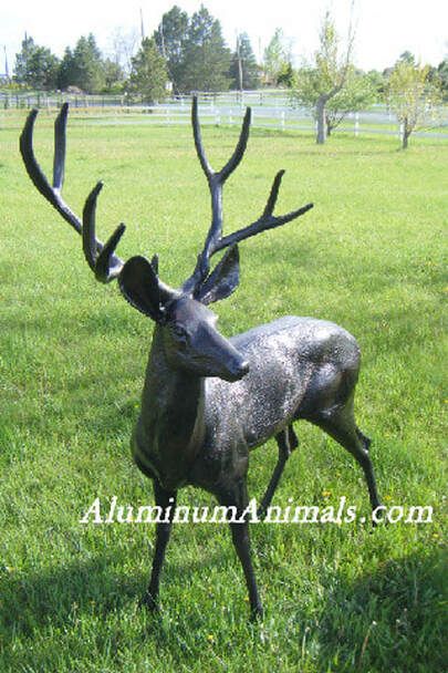 New Patio Ideas, Deer Hunting Season, Deer Statues, Pergola Swing, Deer Doe, Classic House Exterior, Animal Statues, Hunting Season, House Landscape