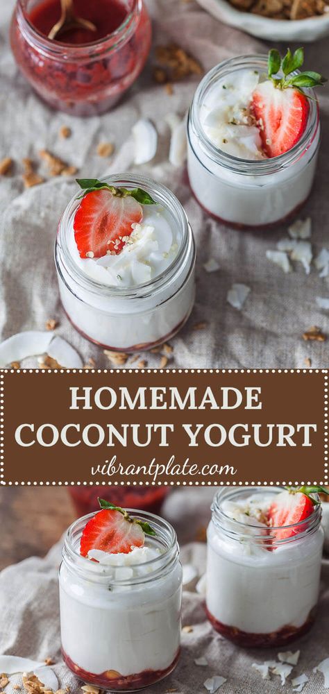 Dairy Free Yogurt Recipe, Yogurt Recipes Breakfast, Homemade Coconut Yogurt, Yogurt Homemade, Dairy Free Lunch, Coconut Recipe, 20 Billion, Coconut Milk Yogurt, Yogurt Recipe