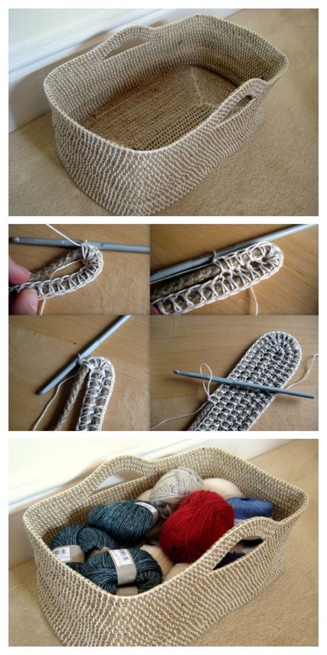 DIY Crochet Rope Basket Tutorial Free Pattern (Video) Diy Crochet Rope Basket, Crochet Storage Baskets Free Pattern, Crochet Rope Basket, Crochet Storage Baskets Free, Rope Basket Tutorial, Basket Tutorial, Braided Rug Diy, Crochet Basket Pattern Free, Crochet Storage Baskets