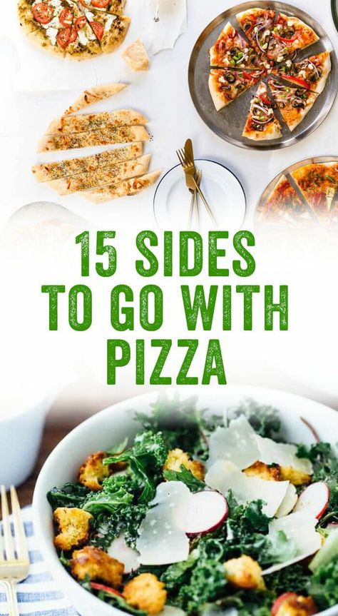 Need a few easy side dishes for your pizza party? Here are the best sides to go with pizza, from Italian chopped salad to homemade ranch. #pizza #sides #sidedish #salad #healthy #mealprep #pizzaparty Essen, Sides To Go With Pizza, Side Dishes With Pizza, Sides For Pizza, Pizza Party Menu, Pizza Party Food, Pizza Dinner Party, Pizza Pairings, Pizza Image