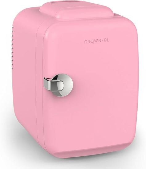 CROWNFUL Mini Fridge, 4 Liter 6 Can Portable Cooler and Warmer, Personal Fridge for Skin Care, Cosmetics, Food, Great for Bedroom, Office, Car, Dorm, ETL Listed (Pink) [Energy Class A] : Amazon.co.uk: Large Appliances Milk Cosmetics, Water Cooler Bottle, Pink Energy, Beer Snacks, Skin Care Cosmetics, Sewing Furniture, Portable Cooler, Mini Fridges, Presents For Women