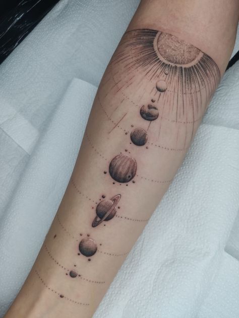 Men's Tattoo Ideas, Solar System Tattoo, Men's Tattoo, Solar System, Tattoos For Guys, Tatting, Tattoo Ideas, Solar, Tattoos