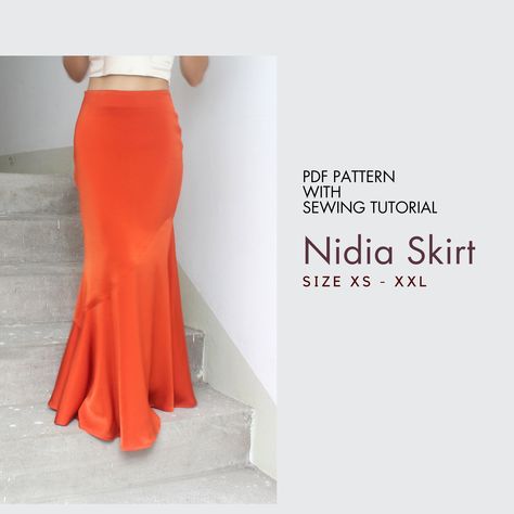 Nidia Silk Skirt sewing pattern PDF. DIY your own skirt with pdf Silk skirt pattern. Skirt pattern- digital pattern with step by step SEWING INSTRUCTION. Please note that: This is a DIGITAL PATTERN for instant download. Not a ready made skirt. PDF pattern format for printing on US LETTER and A4 paper size. Nidia Satin Skirt Sewing PDF pattern for sizes: XS, S, M, L, XL, XXL Check the size chart on the PHOTO to find your size. You will receive: -US LETTER PATTERN -A4 PAPER PATTERN -Guide on how to print pattern. -Guide on how to place printed patterns together. -STEP BY STEP sewing INSTRUCTIONS with photos and texts, easy to follow. Seam allowances included. If you have any question please contact me, I'm happy to hear from you. Silk Skirt Pattern, Satin Skirt Sewing, Sewing Pdf Pattern, Silk Slip Skirt, Lingerie Patterns, Sewing Templates, Skirt Sewing Pattern, Sewing Projects Clothes, Skirt Sewing