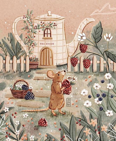 Picking Berries, Cottagecore Art, Storybook Art, Illustration Procreate, Arte Inspo, Fairytale Art, Dessin Adorable, Art And Illustration, Tea House