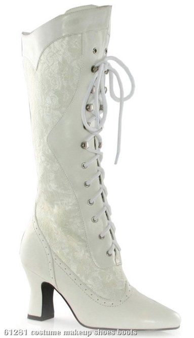 Rebecca Adult Boots Description: You'll be the sexy Southern Belle! A lace-up boot that's perfect for a sexy Southern look, these feminine lace boots White Lace Boots, Country Shoes Boots, Womens White Boots, Cowgirl Boots Wedding, Steampunk Boots, Timeless Boots, Costume Boots, Granny Boots, Victorian Boots