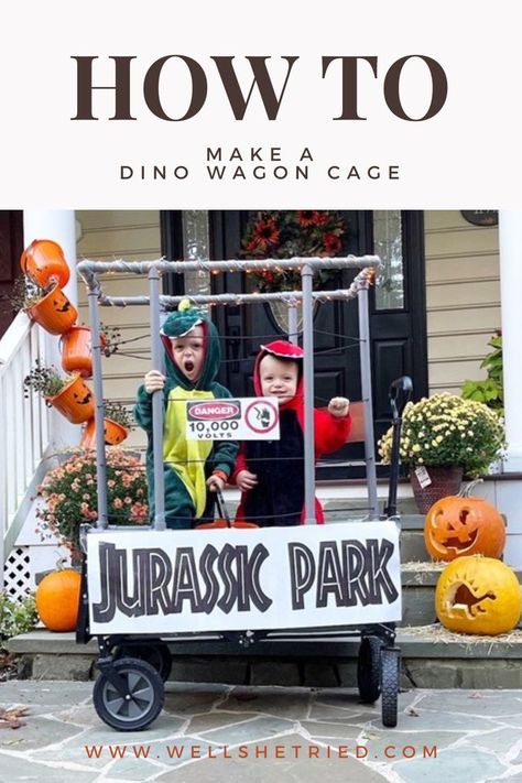 Dinosaur Wagon Costume, Wagon Halloween Costumes, Wagon Costume, Diy Dinosaur Costume, Dinosaur Halloween Costume, Diy Dinosaur, Kids Wagon, Dinosaur Halloween, Kids Halloween Costume