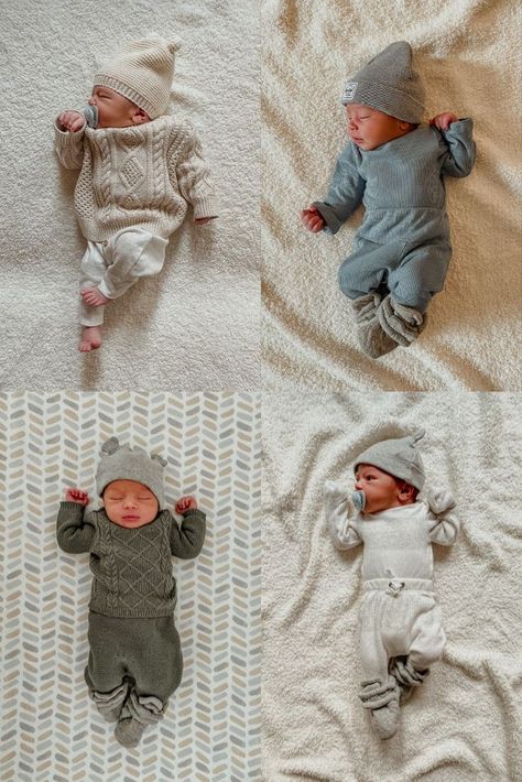 A collage of newborn boy outfits including cable knit baby sweaters and gender neutral newborn sets. Infant Boy Fashion, Stylish Baby Boy Outfits, Stylish Baby Boy, Boys Winter Clothes, Baby Boy Winter Outfits, Winter Baby Boy, Trendy Baby Boy Clothes, Newborn Fashion