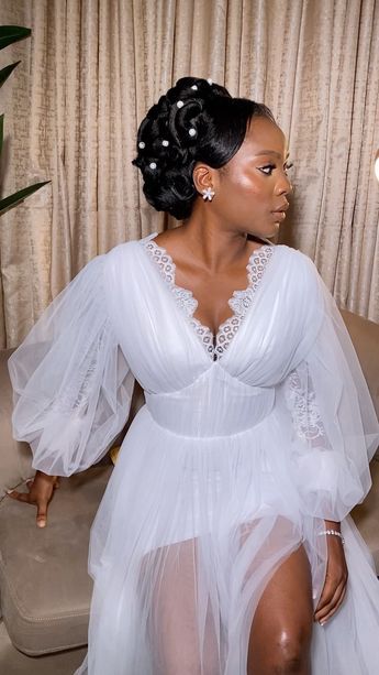 oludavid on Instagram: ✨✨✨ . Makeup artist @makeupbydex Photographer @toyephotography Robe @kayoafrica Hairstylist @oludavid Extension @lushhairnigeria (wow… White Bridal Robe, Puff Sleeve Wedding Dress, Black Brides, Beach Wedding Gown, Civil Wedding Dresses, Bridal Robe, Black Bride, Wedding Robe, Sleeve Wedding Dress