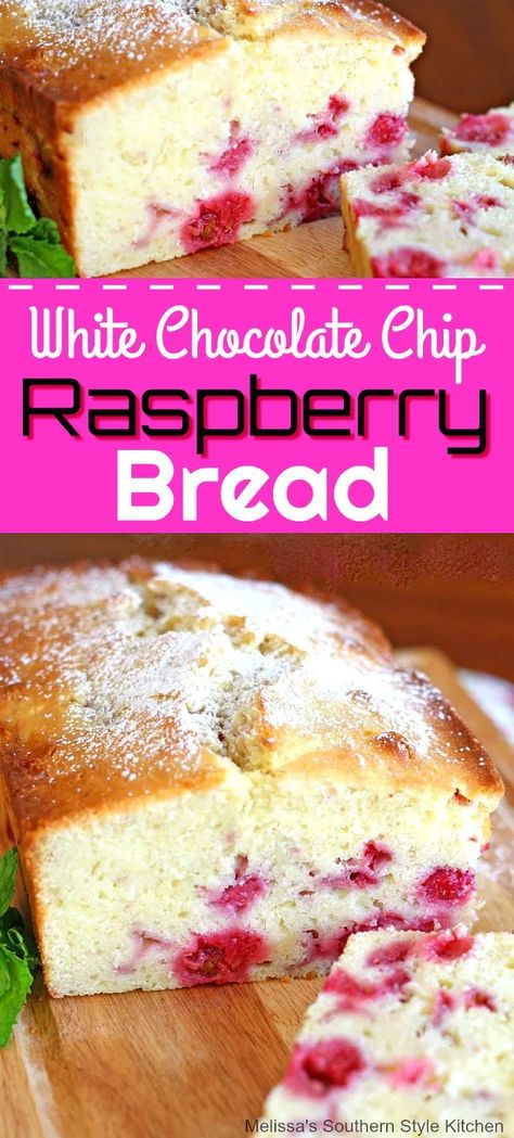 Raspberry Quick Bread, Raspberry Bread, Best Homemade Bread Recipe, Chocolate Chip Bread, Homemade Baking, White Chocolate Chip, Raspberry Recipes, Chocolate Bread, Fresh Raspberries