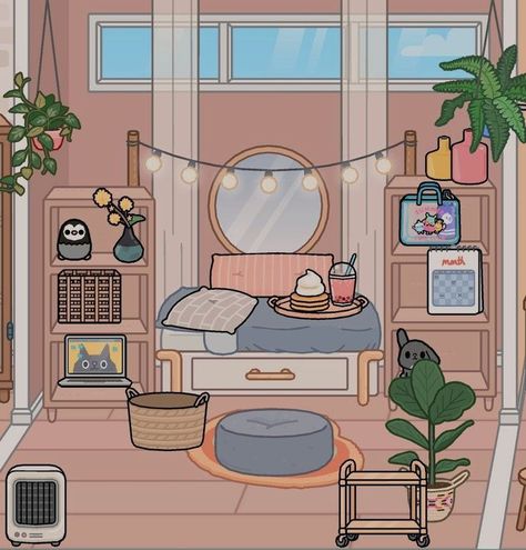 Bedroom for teen or maybe kid or adult Bedroom Design Toca Boca, Two Kids Bedroom Design, Two Kids Bedroom, Toca Ideas, Toca World, Toka Boka, Free House Design, Filmy Vintage, Adorable Homes Game